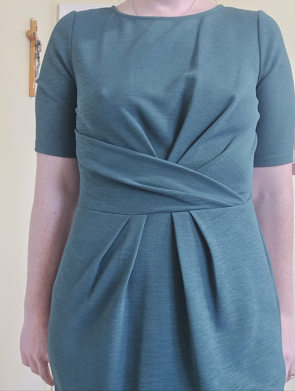 Adrianna Papell Green Classic Twist-Front Sheath Dress Medium - Picture 2 of 9